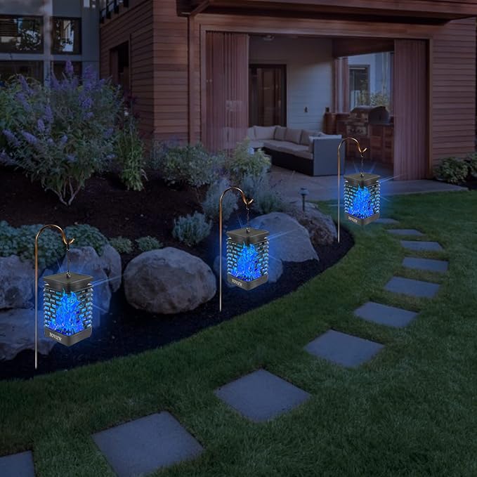EOYIZW Solar Lights Outdoor, 99 LEDs Flickering Flame Lantern for Garden Decor- 2 Pack Waterproof Solar Garden | Lumora