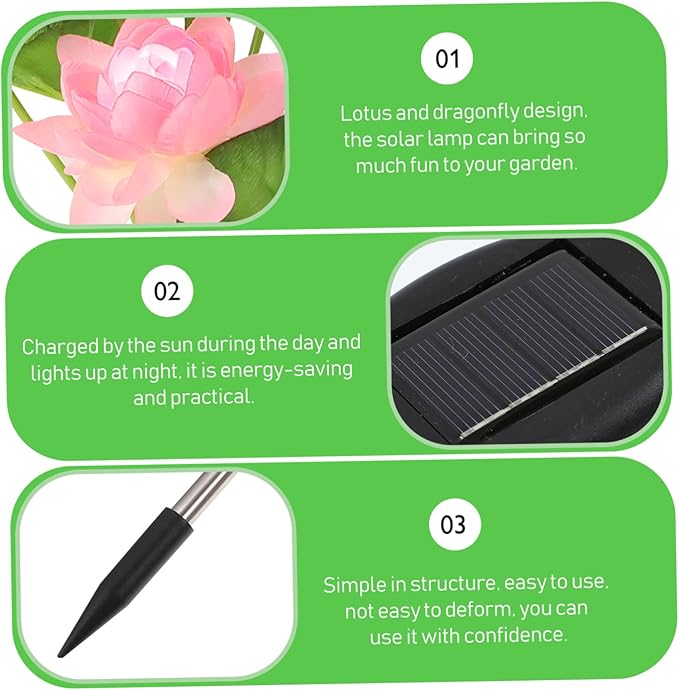 HANABASS Color Changing Solar Lotus Lights Dragonfly Waterproof LED Garden Decor for Outdoor Lighting Solar Pathway Lights for Landscape Decoration