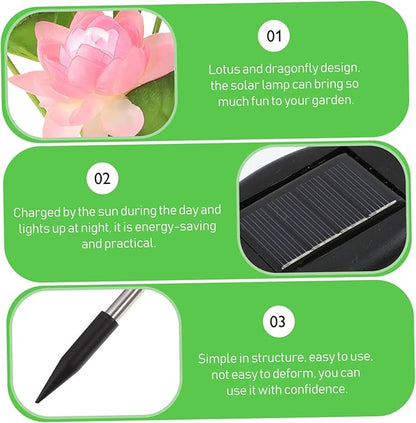 HANABASS Color Changing Solar Lotus Lights Dragonfly Waterproof LED Garden Decor for Outdoor Lighting Solar Pathway Lights for Landscape Decoration