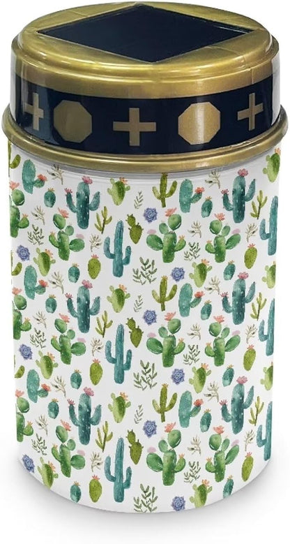 Cactus Outdoor Solar Lights Waterproof Automatic On/Off Solar Street Light Garden Solar Lights Cylindrical Solar Grave Light for Desk Deck Pathway Tombstone Garden Lighting
