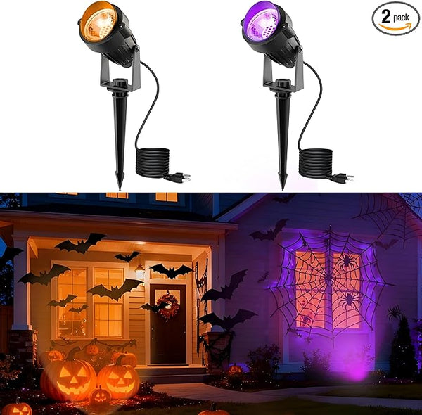 L LOHAS LED Halloween Orange and Purple Spotlights Outdoor, Auto On/Off 5W 120V Landscape Lighting for for House | Lumora