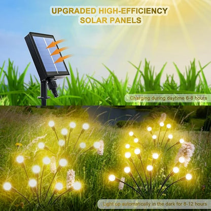 Solar Pathway Lights Outdoor, 4 Pack Solar Powered Landscape Path Lights, Upgraded IP65 Waterproof Auto On/Off Solar Garden Lighting for Path Walkway Yard Lawn (Firefly Lights)