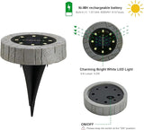 Glitzhome Solar Ground Lights Outdoor Waterproof 4 Pack Resin Solar Garden Lights Disk Lights for Walkway Yard | Lumora