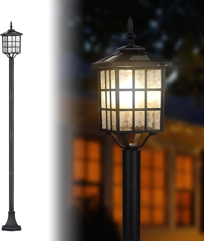 Kemeco Solar Lamp Post Light, ST4324SS4 Outdoor Waterproof LED Street Floor Post Lights Solar Powered for Pathway Garden Driveway Landscape Backyard