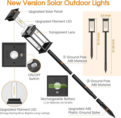 KOOPER Solar Pathway Lights Outdoor 8 Pack, 2X Bigger Solar Outdoor Lights, Bright Solar Garden Lights Waterproof, Auto On/Off Outdoor Solar Lights for Yard Landscape Path Lawn Patio Walkway