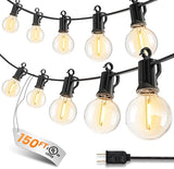 Outdoor String Patio Lights, 150FT 75 LED Patio Lights Waterproof, Connectable Shatterproof Hanging Outside String | Lumora