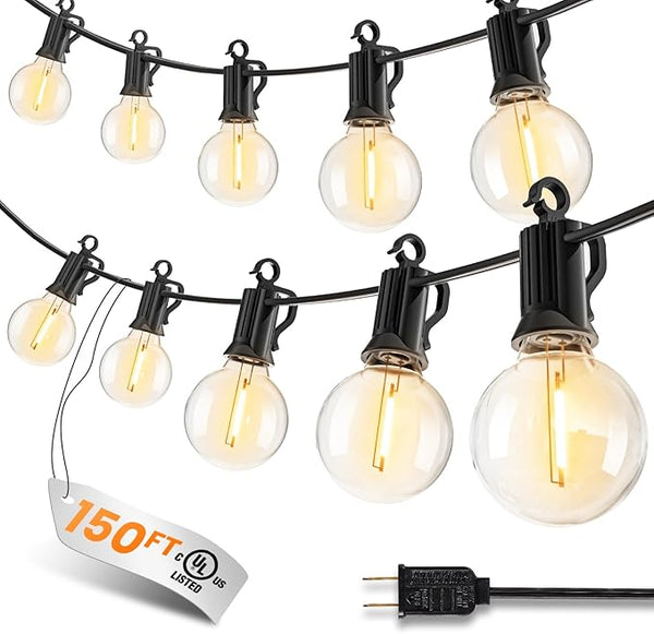Outdoor String Patio Lights, 150FT 75 LED Patio Lights Waterproof, Connectable Shatterproof Hanging Outside String | Lumora