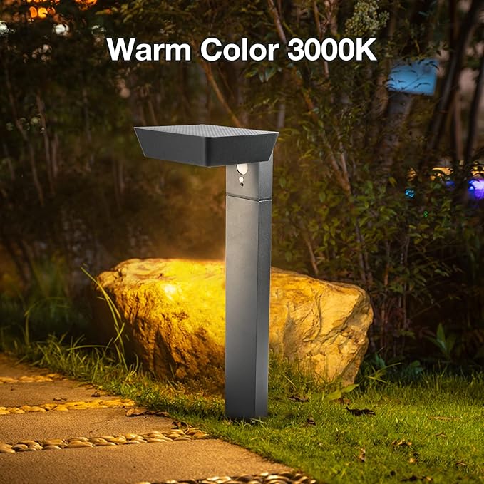 Solar Pathway Lights Outdoor, 20in LED Landscape Path Light with Dusk to Dawn Photocell Motion Sensor, Waterproof Solar Driveway Light, Aluminum Solar Powered Garden Lights for Walkway