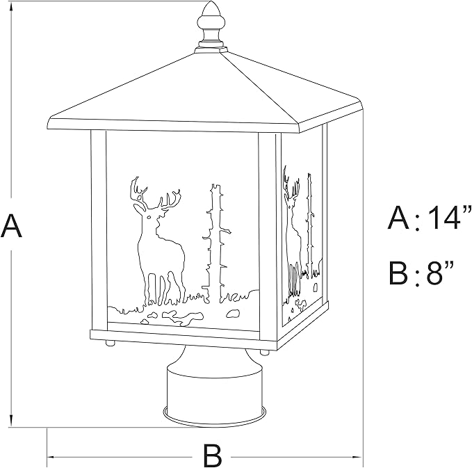 VAXCEL Bryce 1L Bronze Rustic Outdoor Deer Tree Post Light White Glass | Lumora