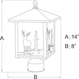 VAXCEL Bryce 1L Bronze Rustic Outdoor Deer Tree Post Light White Glass | Lumora