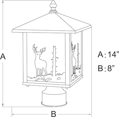 VAXCEL Bryce 1L Bronze Rustic Outdoor Deer Tree Post Light White Glass