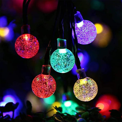 Solar String Lights Outdoor Lights LED Waterproof Bubble Ball Color Light String 8 Functions Crystal Beads Christmas Lights Garden Courtyard Decorative String Lights