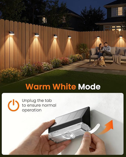 VOLISUN Solar Fence Lights 12 Pack, Fence Post Solar Lights Outdoor Waterproof with Warm White LED Spot Lens, Solar Deck Lights for Outside Wall, Deck, Patio, Yard, Rail, Garage, Pool