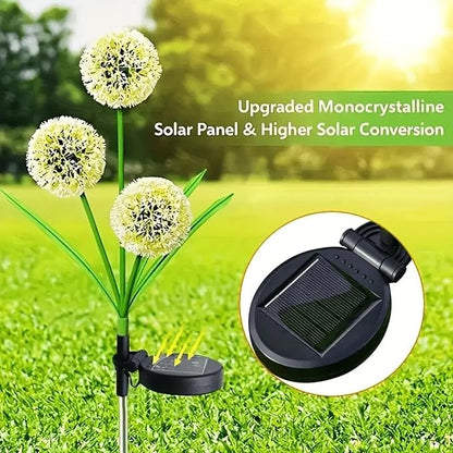 Solar Garden Decorative Lights, Dandelion, LED Lawn Lights, Suitable for Yards, Paths, Sidewalks, Parks, Landscape Decoration, for Women, 4 Pack (Warm Light)