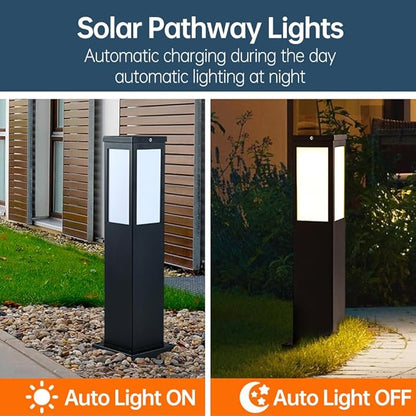Solar Landscape Path Light Iron Housing Pathway Light 3W Luxury LED Bollard Lighting Fixture IP65 Waterproof Garden Floor Lamp Outdoor Walkway Lights for Lawn Courtyard Driveway Decoration