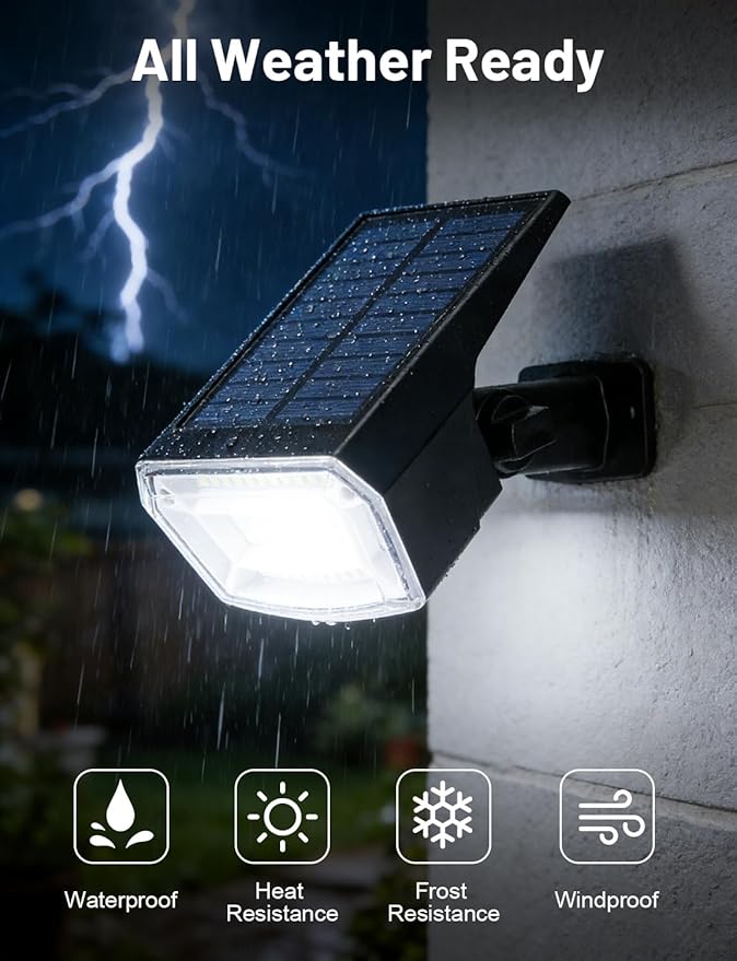 Solar Spot Lights Outdoor Waterproof, 4 Pack Solar Powered Garden Lights, 59 LED 4 Lighting Modes, Outside Yard | Lumora
