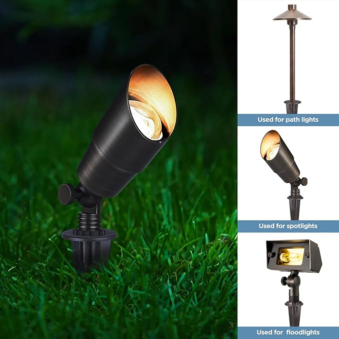 Gardencoin ABS Ground Spikes Stakes Replacement with Brass Insert, 1/2" NPT Thread - Outdoor Security Flood Light | Lumora