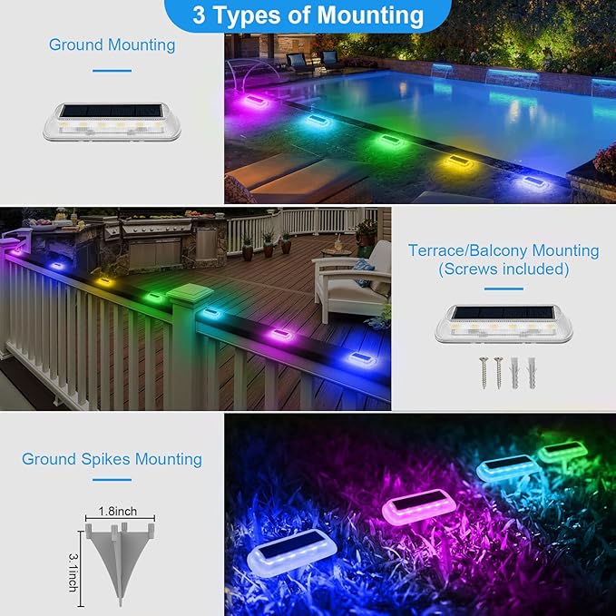 T-SUN Solar Deck Lights Outdoor Waterproof, Deck Lights Solar Powered, Driveway Marker Light for Fence Front Door | Lumora