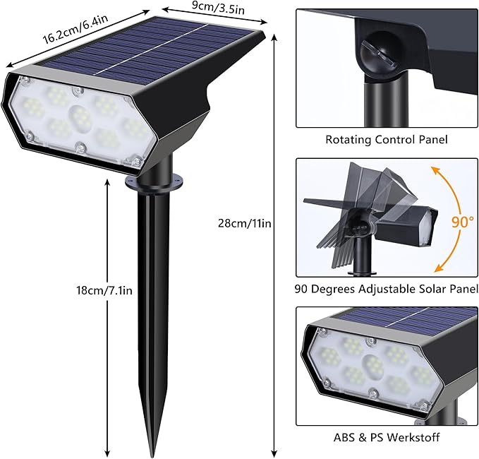 LYHOPE Solar Spot Light Outdoor, 49 LED Lights for Outside, 2 Modes Solar Powered Spotlights, Waterproof Pathway | Lumora