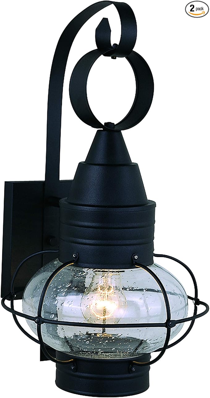 VAXCEL 2-Pack Chatham 18 in. H 1-Light Textured Black Coastal Outdoor Wall Sconce Made of Durable Steel, Clear | Lumora