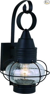 VAXCEL 2-Pack Chatham 18 in. H 1-Light Textured Black Coastal Outdoor Wall Sconce Made of Durable Steel, Clear | Lumora
