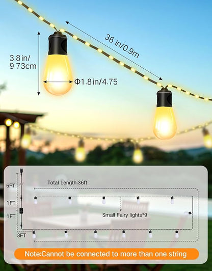 OUTON Outdoor String Lights, 46FT RGBAI Smart Festoon Lights Outdoor, Waterproof IP65, Remote & APP Control, Works with Alexa, Google Assistant, Dimmable Warm White Garden Lights for Backyard Party