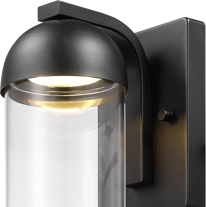GLOBE Electric 60000023 12W LED Integrated Outdoor Wall Sconce, Matte Black, Clear Glass Shade, Porch Light, Wall | Lumora