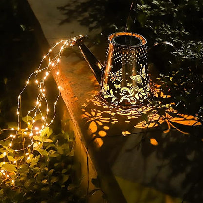 Solar Watering Can Lights Outdoor Garden, LED Butterfly Fairy Light Hanging Waterproof Butterfly Pattern Design,Decorative Retro Shower Lights for Garden Table Patio Yard Pathway Walkway(with Bracket)