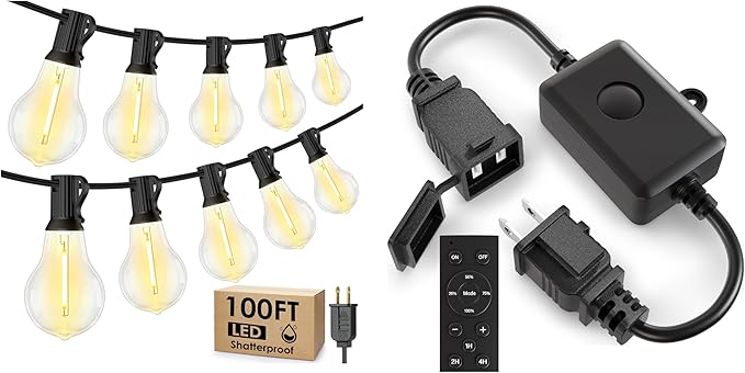100FT A39 Outdoor String Light Bundle with Dimmer Plug for Patio Backyard Garden Decor | Lumora