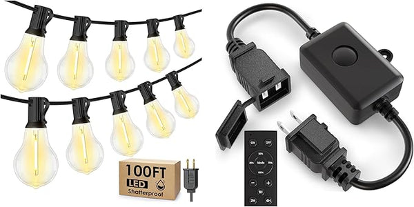 100FT A39 Outdoor String Light Bundle with Dimmer Plug for Patio Backyard Garden Decor | Lumora