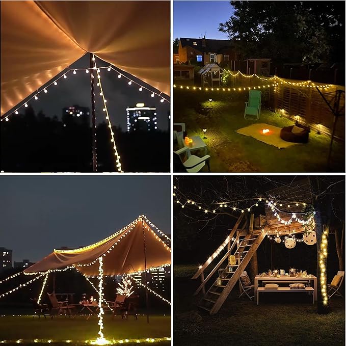 Vigdur Solar String Lights Outdoor, 2 Packs 15ft Globe String Lights with 50 Globes Bulbs, IP65 Waterproof Solar Powered Patio Lights for Garden Yard Porch Wedding Party Decor
