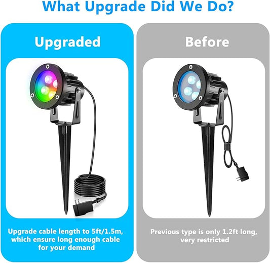 OurLeeme Lawn Flood Light Stake, RGB Spot Lights,8W Outdoor LED Flood Light Waterproof Garden Yard Lights with Remote Control,2-in 1 Landscaping Spotlights for Patio,Pathway, Driveway 85-265V (2 Pcs)