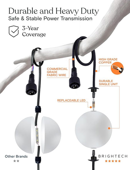 Brightech Bundle: 27 ft Solar String Lights, 1W Soft White + 30 ft Orb Plug in String Lights Warm White