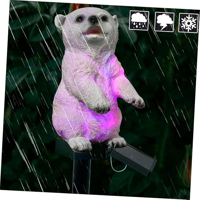 Uonlytech Solar Led Polar Bear Lawn Light Colorful Garden Lamp for Outdoor Landscape Decoration Automatic Night Lighting for Pathways Flowerbeds and Walkways