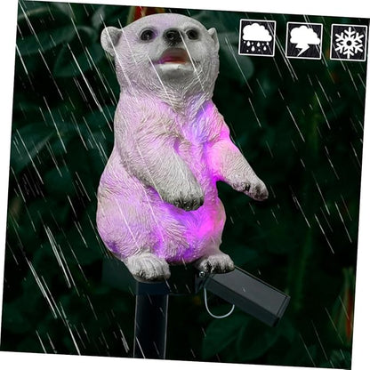 Uonlytech Solar Led Polar Bear Lawn Light Colorful Garden Lamp for Outdoor Landscape Decoration Automatic Night Lighting for Pathways Flowerbeds and Walkways