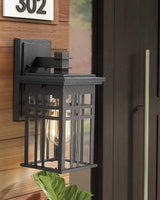 zeyu 2 Pack Outdoor Wall Sconce, Exterior Wall Mount Light in Black Finish with Clear Glass Shade, 20068B1-2PK | Lumora