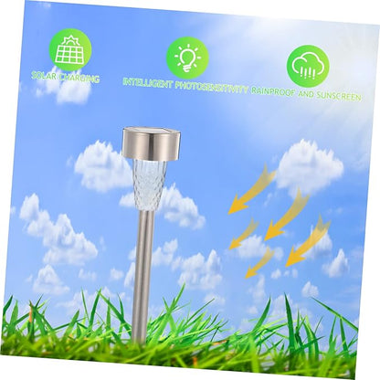 Yardwe 12pcs Solar Powered Landscape Lighting Lights Pathway Solar Outdoor Decor Stake Lights Garden Landscape Kit