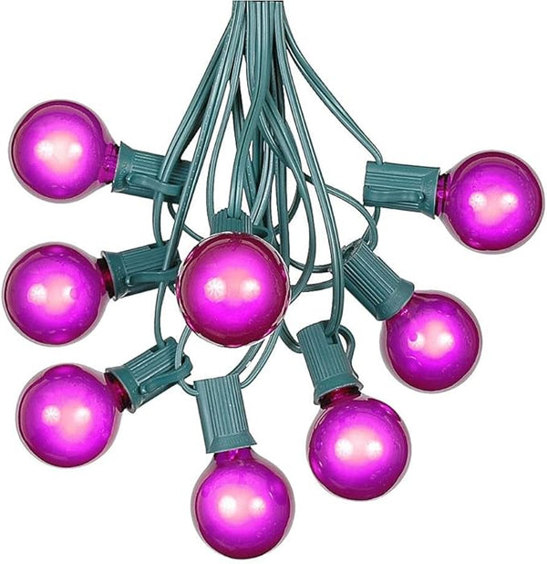 100 Foot G40 Outdoor Patio String Lights with 125 Purple Globe Bulbs – Indoor Outdoor String Lights – Market Bistro | Lumora