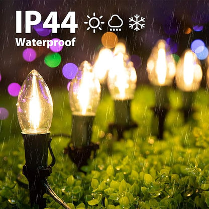 Brightown C9 Christmas String Lights Outdoor - 25.7 Feet 20 LED Pathway Lights, Connectable Waterproof Walkway Light for Indoor Xmas Party Holiday Wedding Commercial Decorations, Warm White