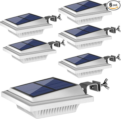 UniqueFire Outdoor Solar Gutter & Fence Lights, 40 LEDs, Waterproof Security Lamps for Eaves, Garden, Landscape, Walkway (6PCS White, Cold Light)