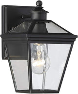Savoy House 5-140-BK Ellijay Modern Rustic Clear Glass Outdoor Wall Lantern, 1-Light 60 Watt, 10" H x 6" W, Black | Lumora