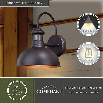VAXCEL Franklin Bronze Motion Sensor Dusk to Dawn Farmhouse Barn Dark Sky Outdoor Wall Light