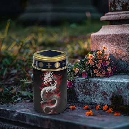 Dragon Print Solar Garden Stake Lights, Yard Solar Lights Cemetery Decorations for Grave Outdoor Sympathy Memorial Gift for Grandma, for Garden Lawn Patio Pathway Decor