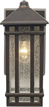 Kathy Ireland Sierra Craftsman Art Deco Outdoor Wall Light Fixture Rubbed Bronze Metal 10 1/2" Frosted Seeded Glass | Lumora