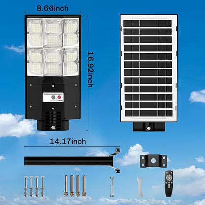 3500W Solar Flood Lights [25000LM Extreme Bright] with Radar Motion Sensor, IP66 Waterproof for Driveway, Farm, Warehouse - Solar Security Lights for Homeowner/Rancher/Contractor