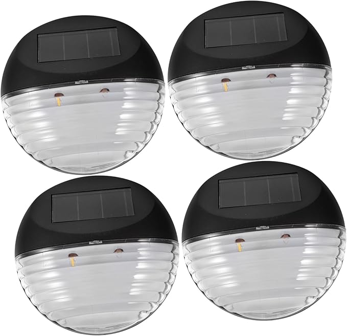 TEHAUX 4pcs Solar Garden Lights Led Outdoor Pathway Lights Solar Power Lamp for Stairs Fence Deck Landscape Motion Sensor