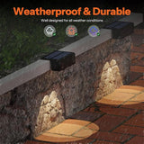 8-Pack Multi-Color Solar Spotlights for Fence & Wall - 30 Lumen High Brightness, 5 Modes (RGB - Outdoor Path Light | Lumora