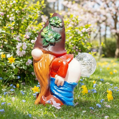 Solar Garden Statues Lights, 8.5" Christmas Outdoor Gnome Figurine with Auto On/Off for Yard Patio Decor, Gifts for Women, Grandma, Mom, Housewarming