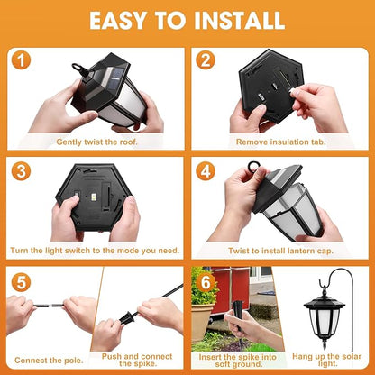 Viewsun 34 Inch Solar Hanging Lights, Shepherd Hook Lights with 4 Lighting Modes Waterproof Outdoor Decorative Solar Lantern Lights for Garden Decor, Patio, Backyard, Pathway, 4 Pack