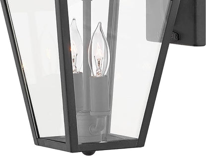 Hinkley Alford Place 2560MB-LL Medium Outdoor LED Wall Mount Lantern - Die Cast Aluminum Frame, Sealed Clear Glass, Dimmable - Museum Black